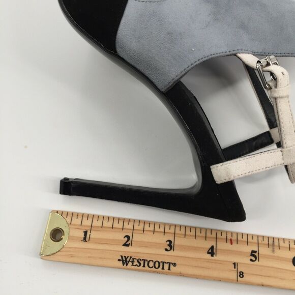 Zara Basic Two Tone Peep Toe High Heels 40 US 9 Blue Black Cuff Bootie Sandals - Picture 8 of 9